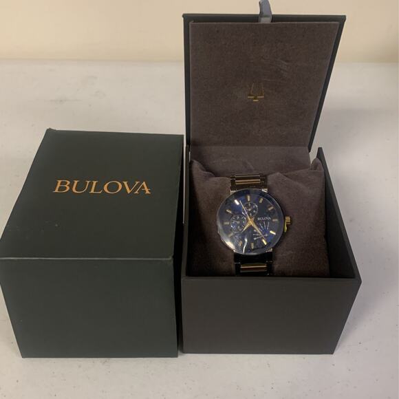 Bulova Accessories - Men's Bulova Futuro Modern Classic Two-Tone Watch with Blue Dial - Model…